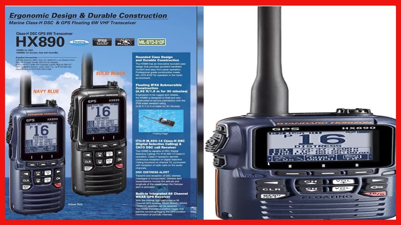 Bon produit -  Standard Horizon HX890 VHF portatif bleu marine - Radio bidirectionnelle DSC flottant