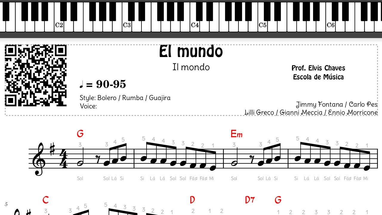 🎼 El mundo - Il mondo - 229 - Jimmy Fontana - Tutorial Partitura Fácil