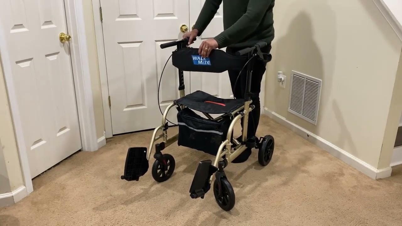 WALKMATE- 2 IN 1 Rollator Walkers for Seniors with Seat | Medical Transport Chair