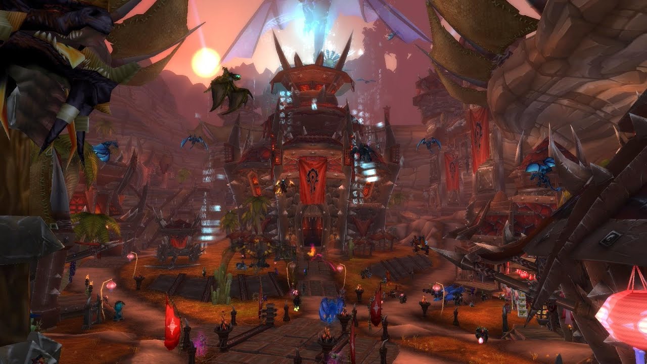 Relax to WOW: Epic Sunset in Orgrimmar Background (Cataclysm)