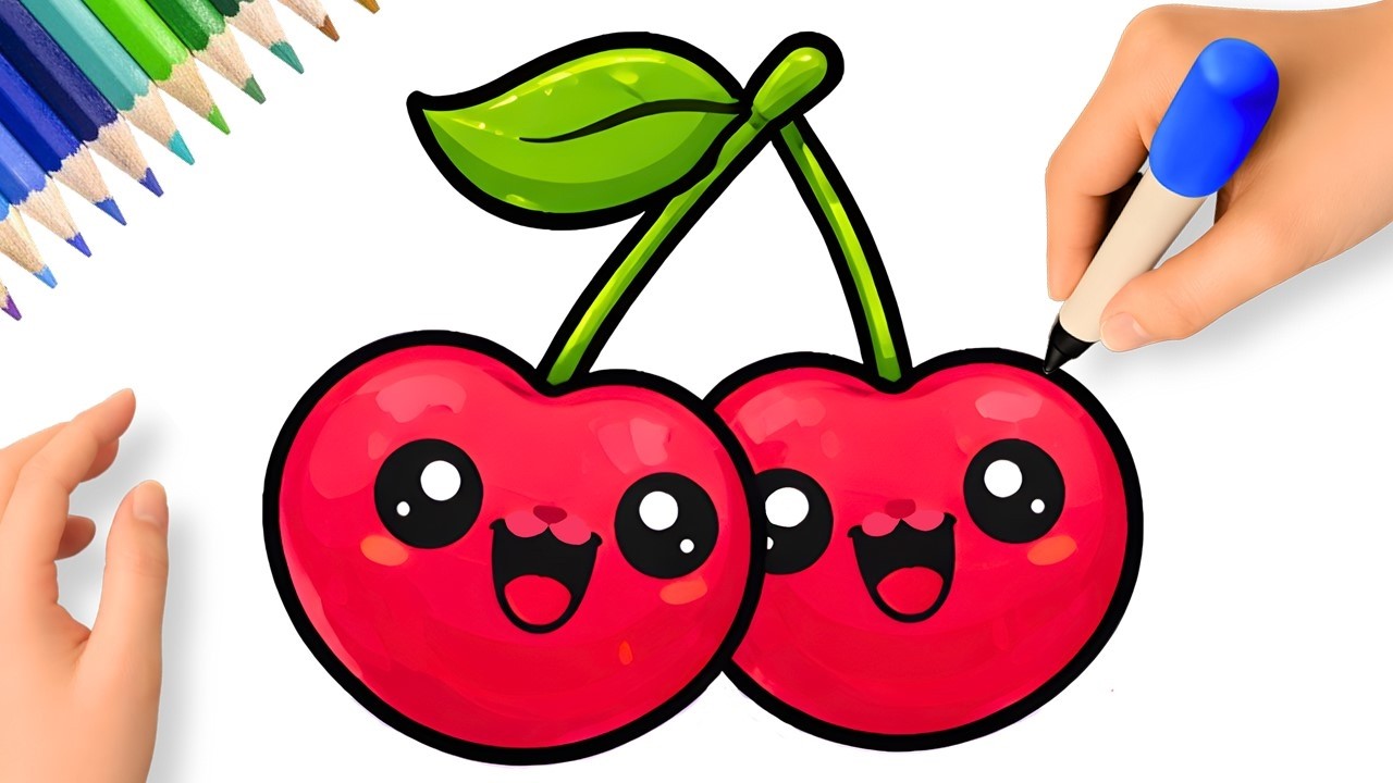 COMMENT DESSINER DES CERISES MIGNON FACILE 🍒✨