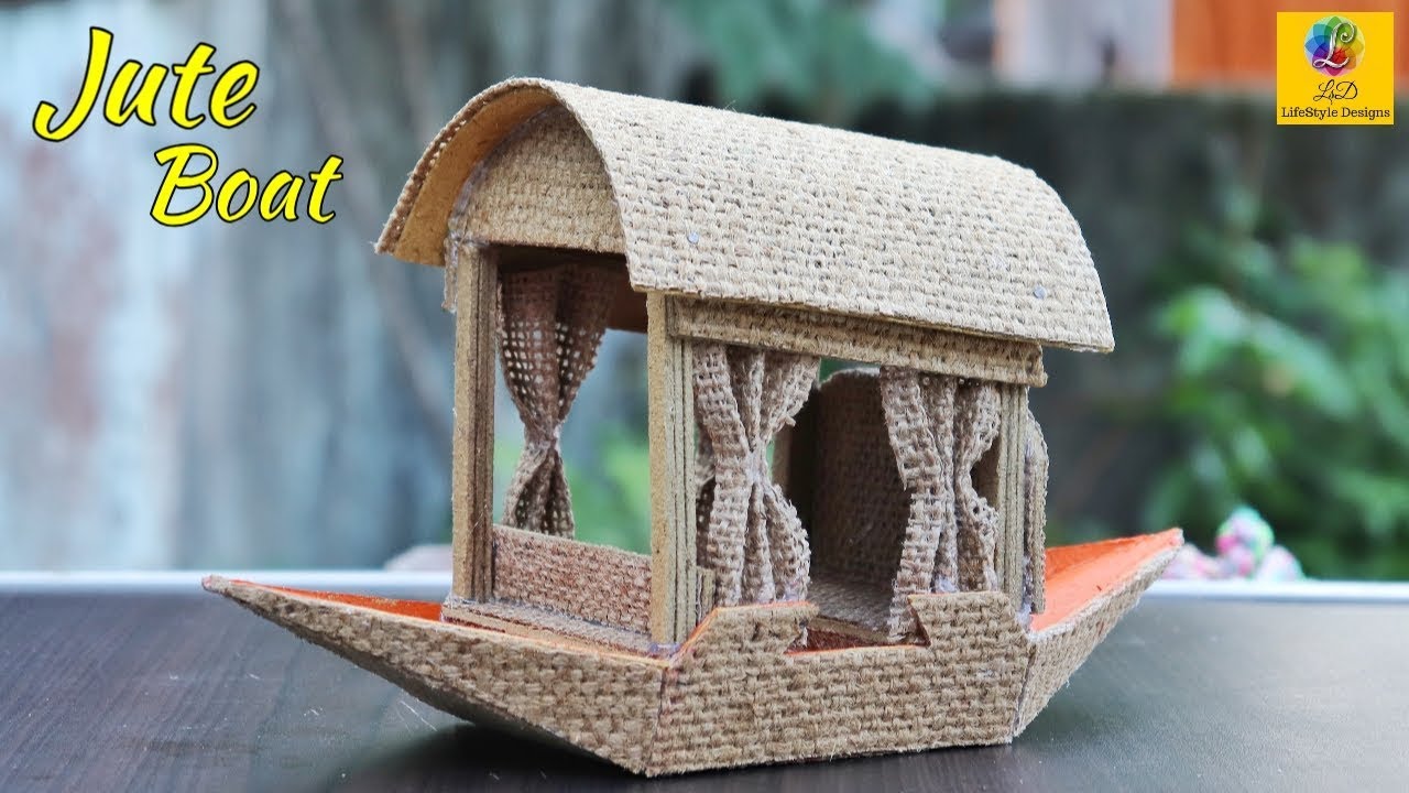 Amazing! make a beautiful boat from Jute and Cardboard | Jute boat showpiece making | Jute Crafts