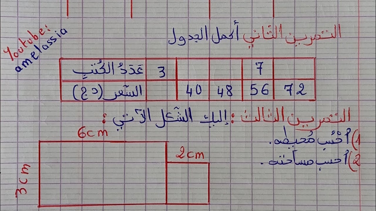 اختبار الفصل الثاني في الرياضيات سنة رابعة ابتدائي 