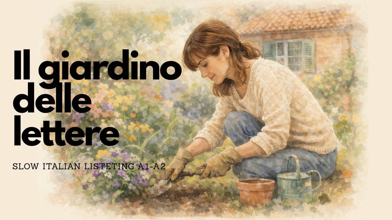 Il giardino delle lettere | Slow italian listening & easy fluency practice | A1-A2