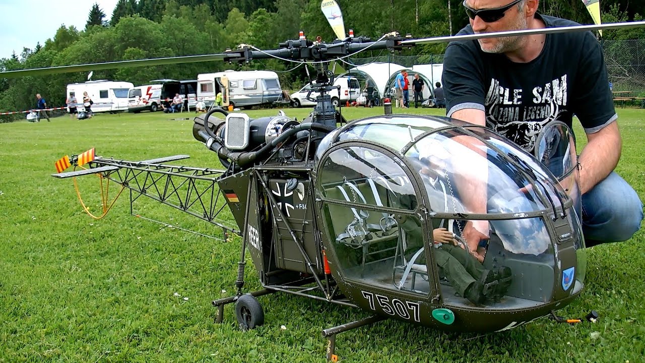 GIGANTIC RC SA-318C ALOUETTE II HEER SCALE MODEL HELICOPTER DEMO FLIGHT / Pöting Turbinemeeting 2016