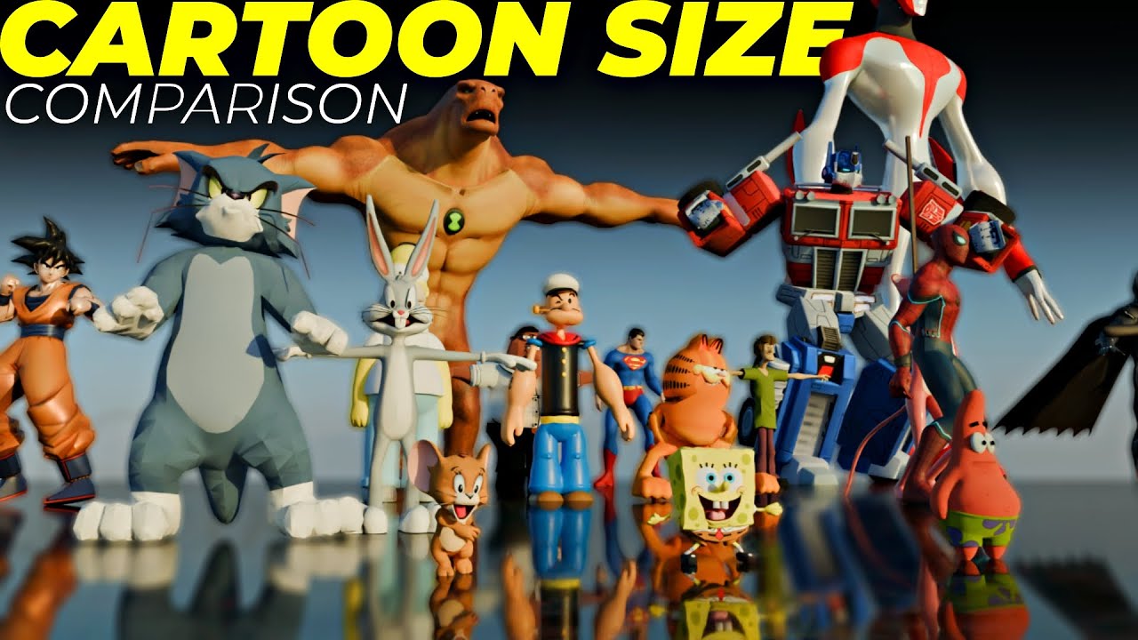 Cartoon Character Size Comparison 3D | Animated Characters Ranked by Height | 3D Real Scale