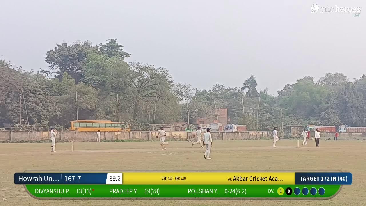 Akbar Cricket Academy vs Howrah Union live cricket match | U18Parnasree Tridhara Sports Academy Turn