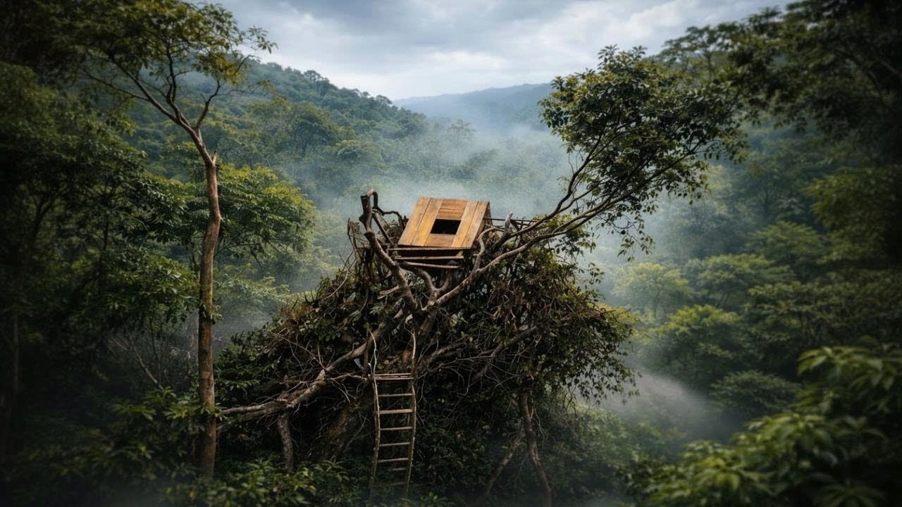 A Girl Alone in the Forest | Building a Shelter and Sleeping Alone Overnight
