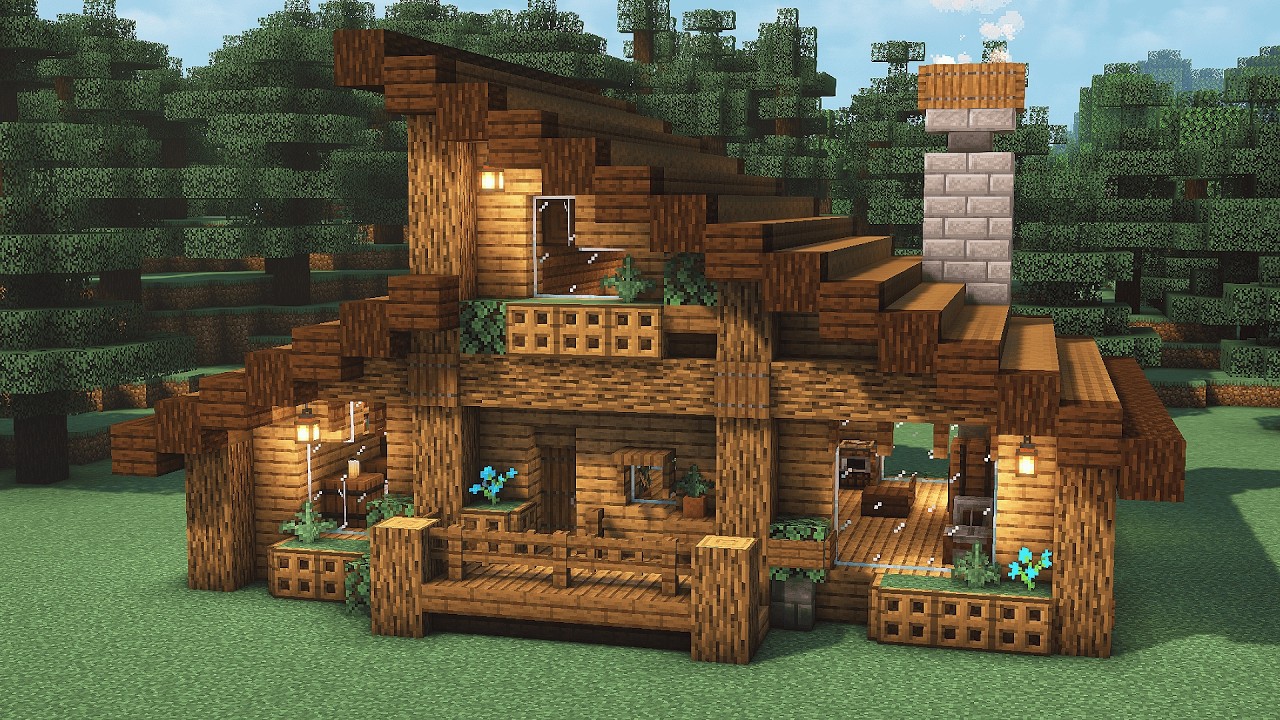 Minecraft: How To Build A Simple Log Cabin | Log House Tutorial