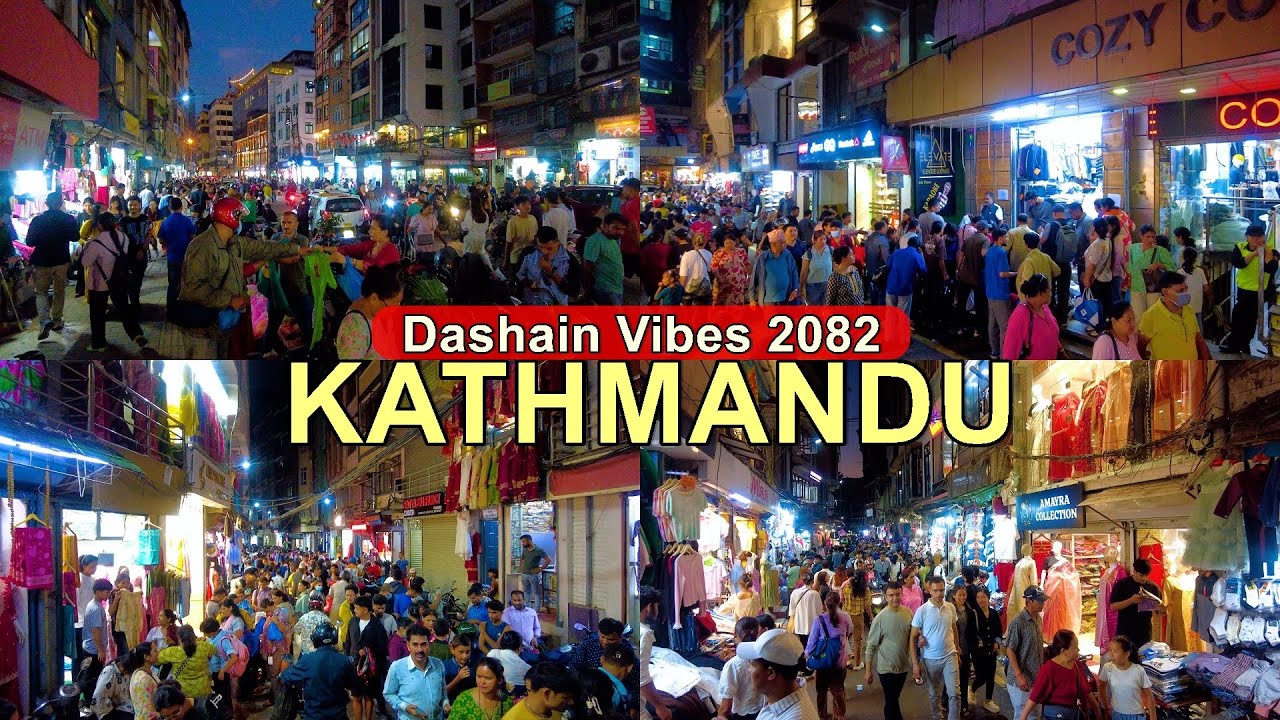 Dashain Shopping Crazy Crowd at Kathmandu's Busy Shopping Streets - Virtual Walking Tour Nepal 2025