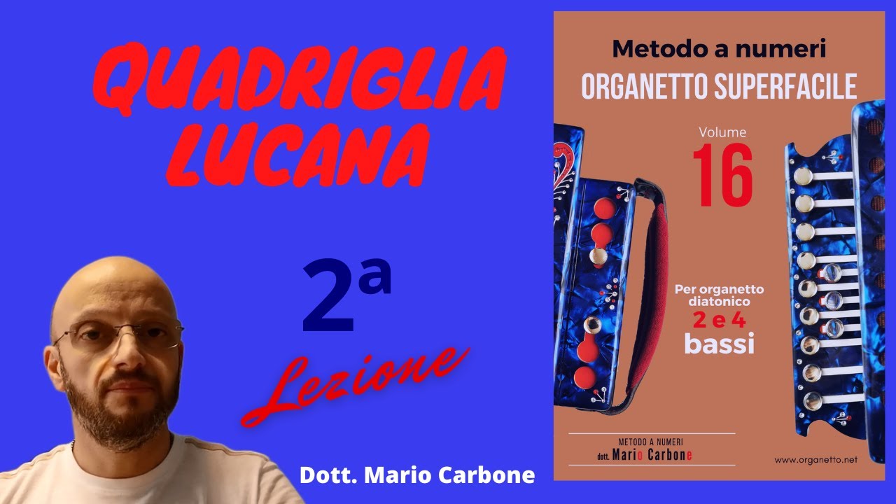 Lezione di organetto  - 2a Lezione - QUADRIGLIA LUCANA - Metodo a numeri del dott. Mario Carbone