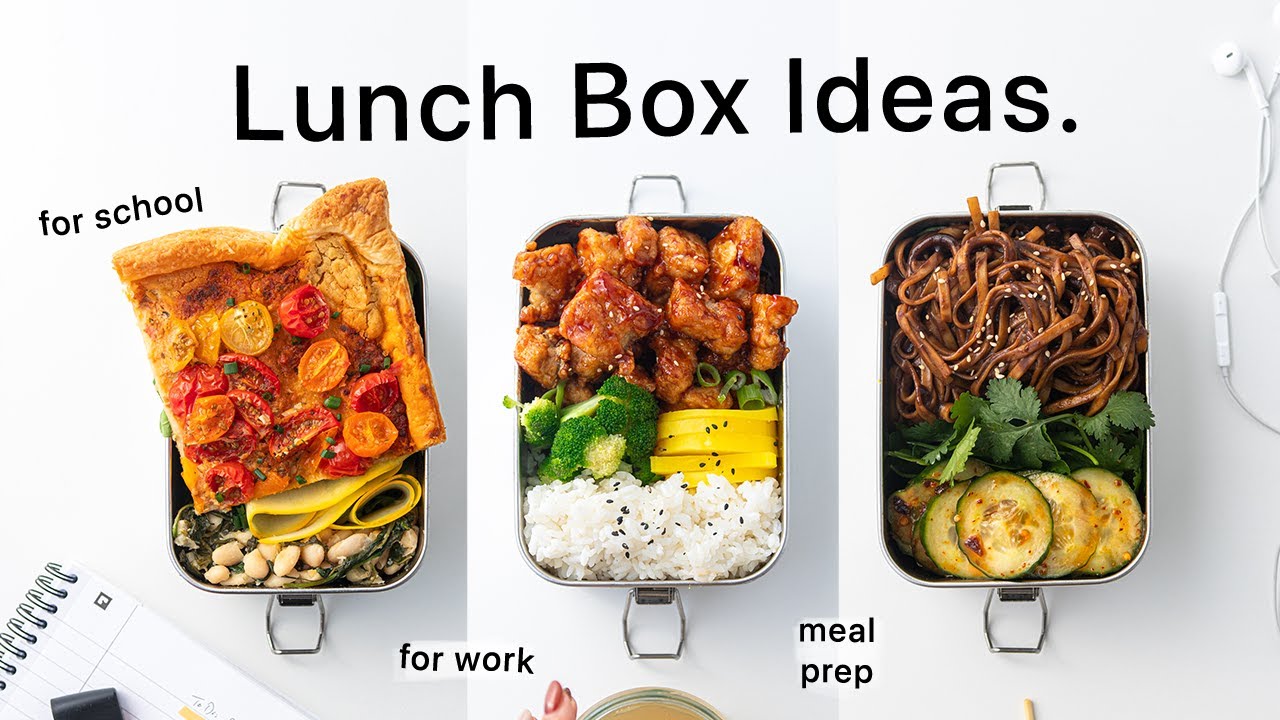 5 Lunch Box Ideas for School/Work. (meal prep, vegan bento) + FREE planner template