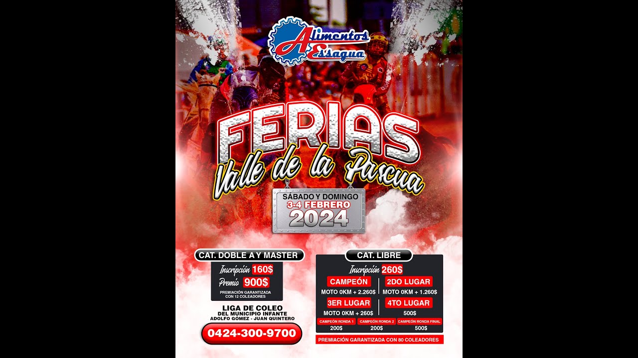 FERIAS VALLE DE LA PASCUA TOROS COLEADOS DIA 2 3/2/2024