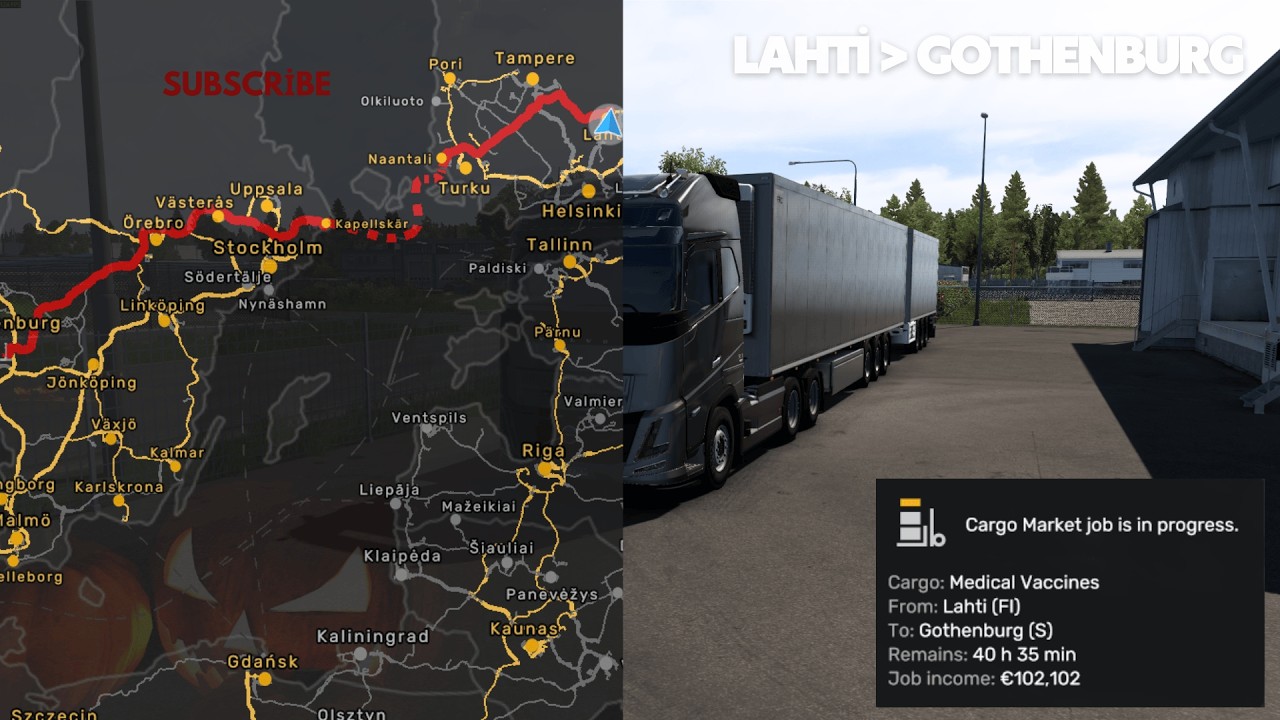 ETS2 | Driving from Lahti to Gothenburg | No Commentary, No Music | Relaxing Truck Simulator