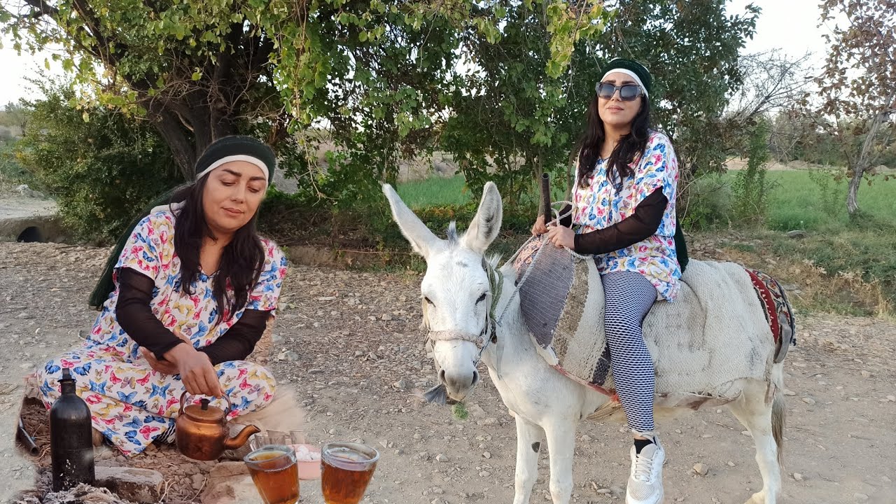 Beautiful Iranian Rural Village: Donkey Riding and Tea Making in Nature