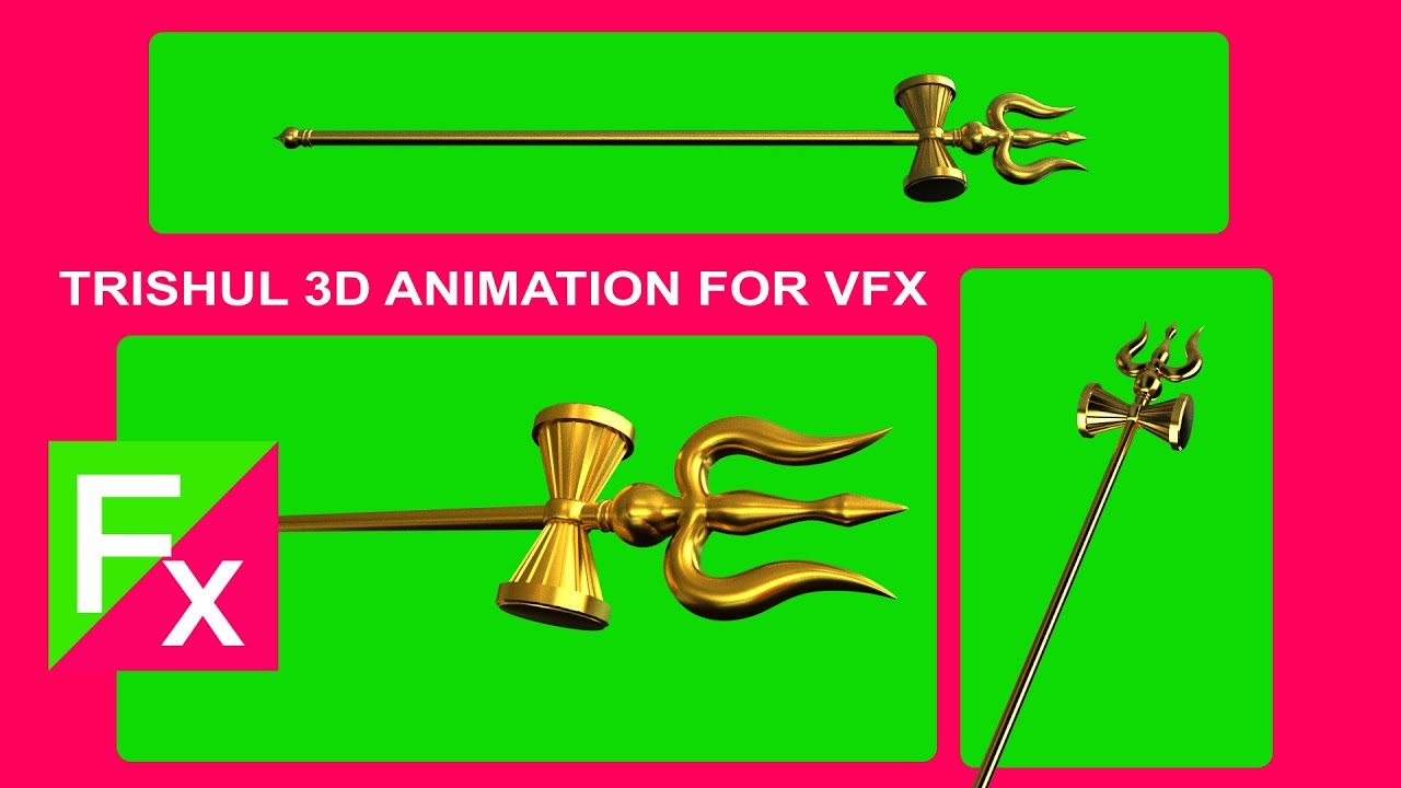 trishul 3D animation loop for VFX in different angles
