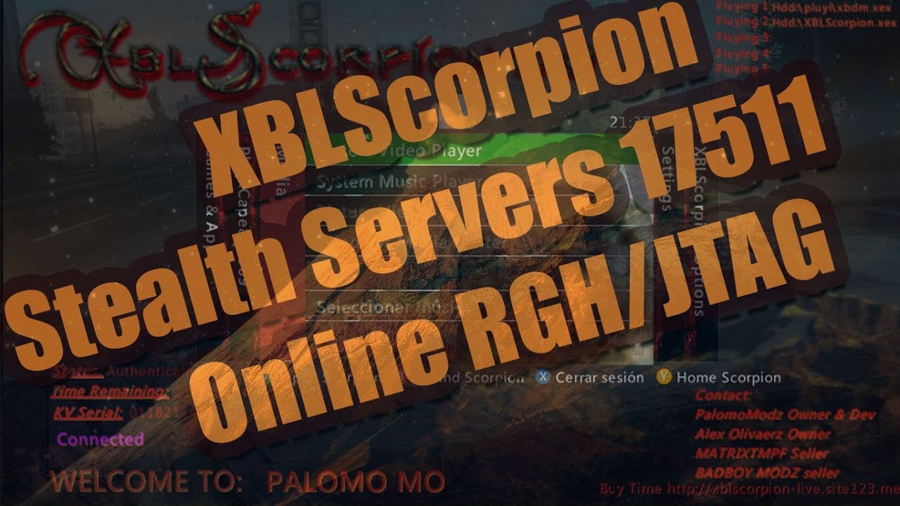 XBLScorpion 3.0  Stealth Servers 17511 BY PalomoModz For JTAG/RGH ONLINE Dashboard 17511 Xbox 360