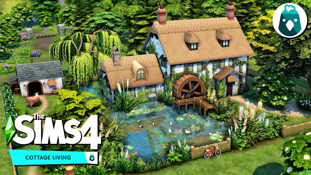Большой коттедж с водяной мельницей 🦆 || The Sims 4 Жизнь в коттедже: Скоростное строительство (б...