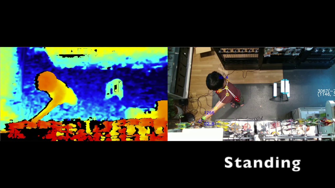 Top view human pose detection using the cubemos skeleton tracking SDK with Intel RealSense D435i