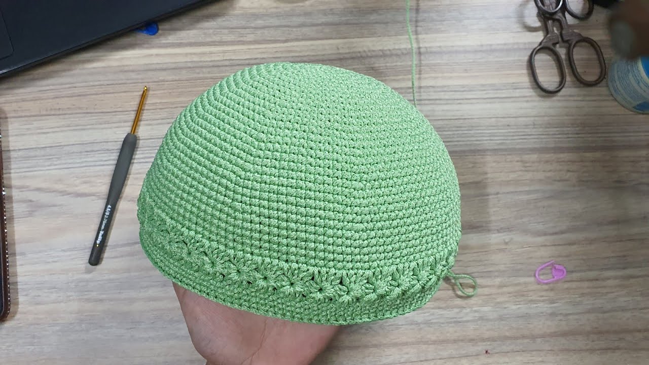 crochet_hướng dẫn móc nón tiểu thư họa tiết hoa chuối - chóp nón- hd móc tay phải