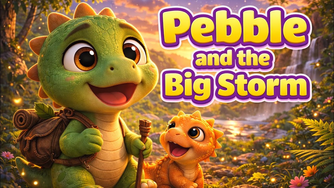 Pebble and the Big Storm 🌧️ | A Sweet Dinosaur Bedtime Story for Kids