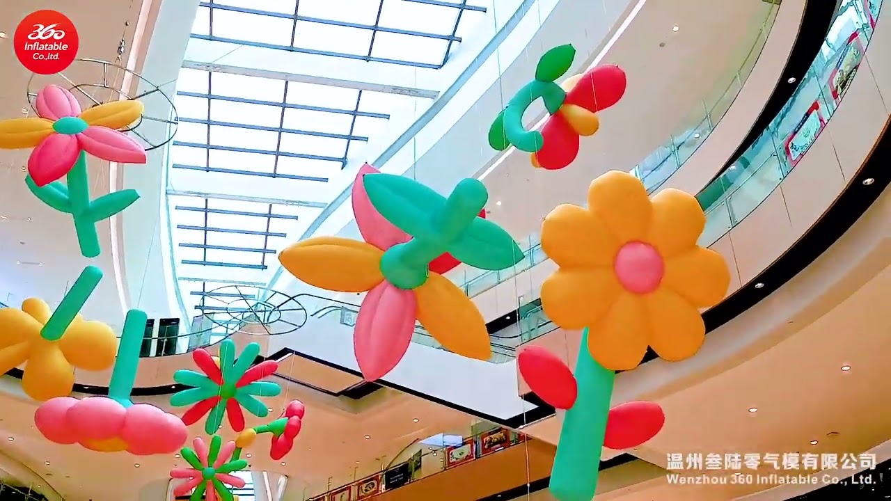 Oxford Advertising huge hanging inflatable flowers for center of shopping mall decoration