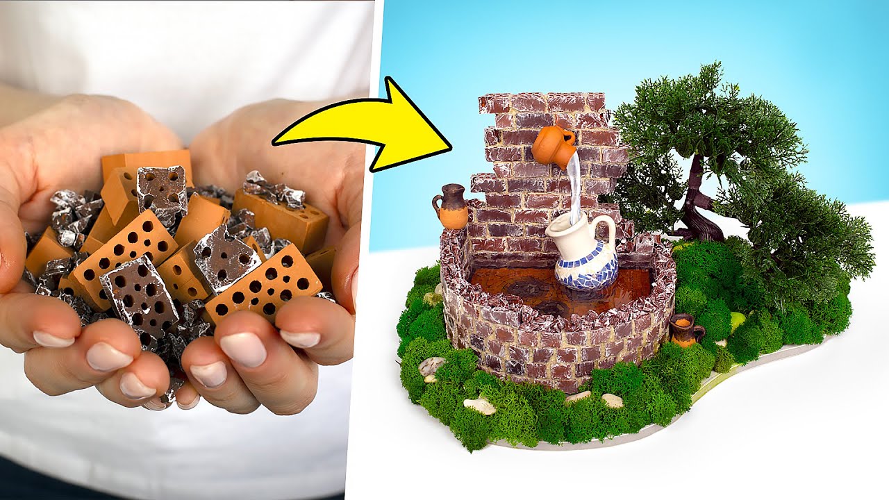 🧱So baut man einen Mini-Wasserbrunnen aus Mini-Ziegelsteinen ⛲️