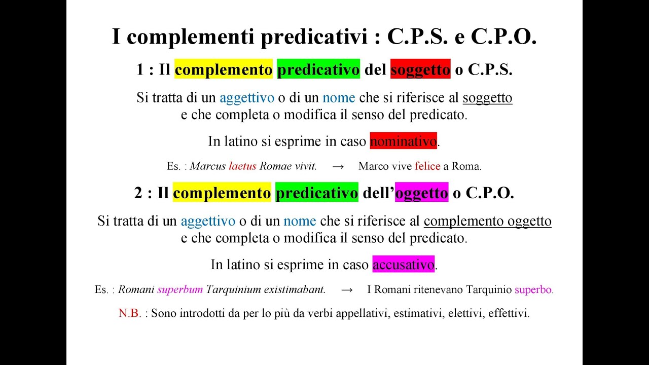 I complementi predicativi del soggetto e dell'oggetto in latino e in italiano in 10 minuti!