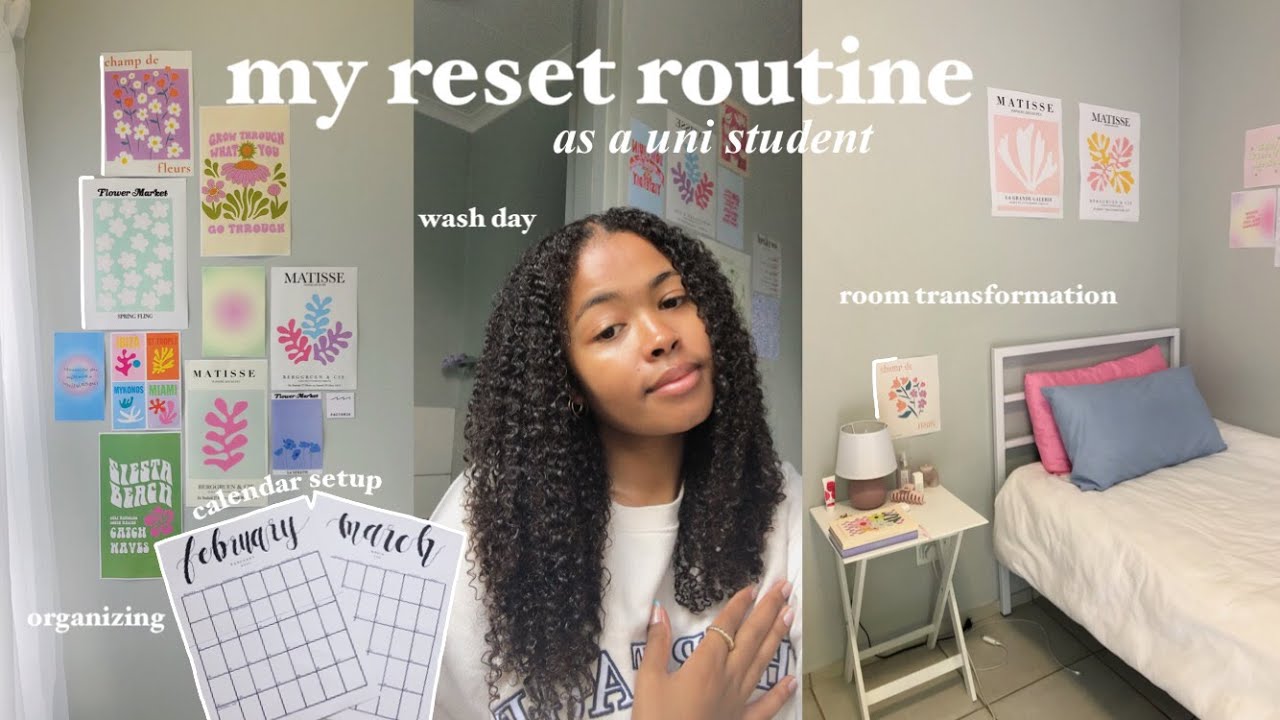 my reset routine as a uni student | calendar setup, planning, wash day, room transformation & more🌱
