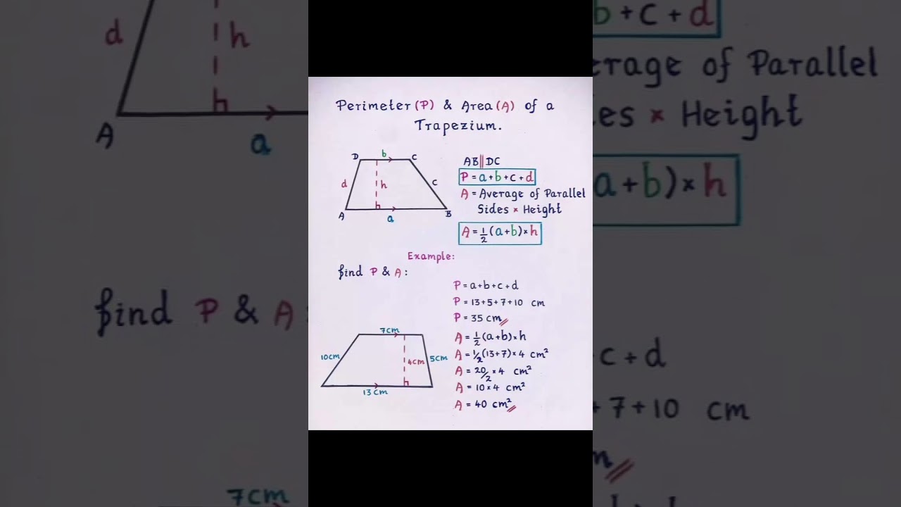 trapezium formula by MJS Classes #mathematics
