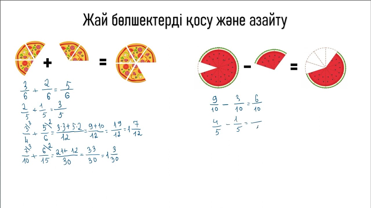 Жай бөлшектерді қосу және азайту