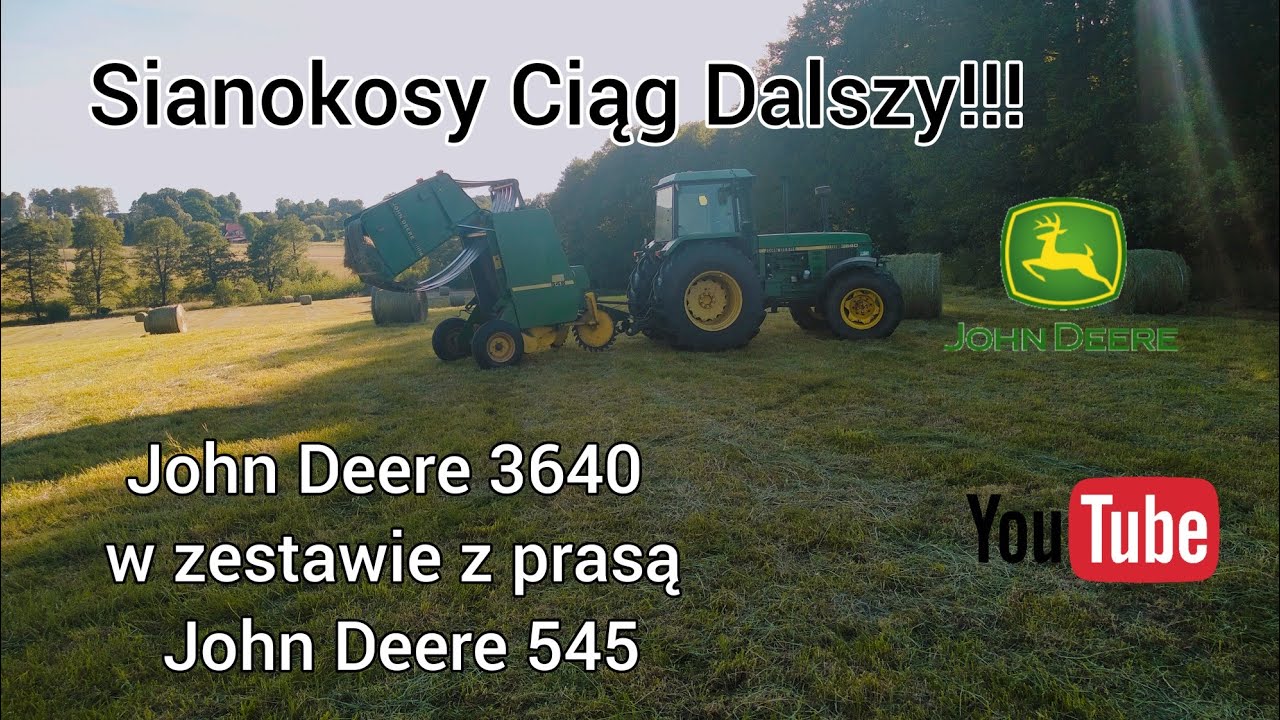 Sianokosy Ciąg Dalszy John Deere 3640 w zestawie z prasą John Deere 545 fajny zestaw zapraszam 🚜🚜🚜