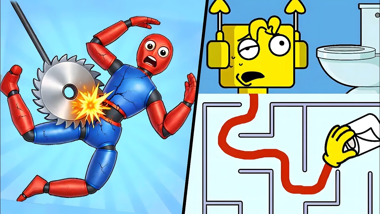 KICK & BREAK THE RAGDOLL vs STICKMAN THIEF PUZZLE vs MAZE CRAZE Max Levels Gameplay,Part