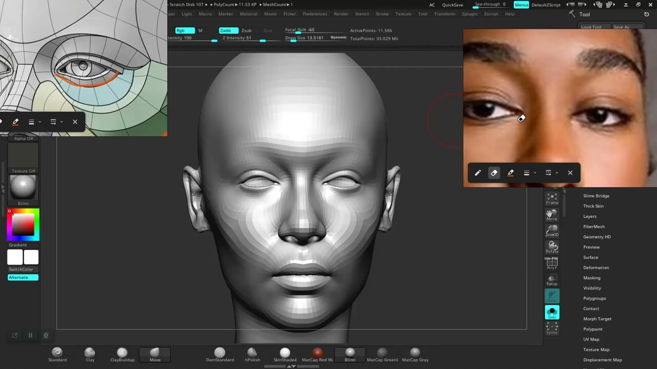 13 FEMALE HEAD SECONDARY FORMS LIKNESS ANATOMY SCULPT  IN ZBRUSH