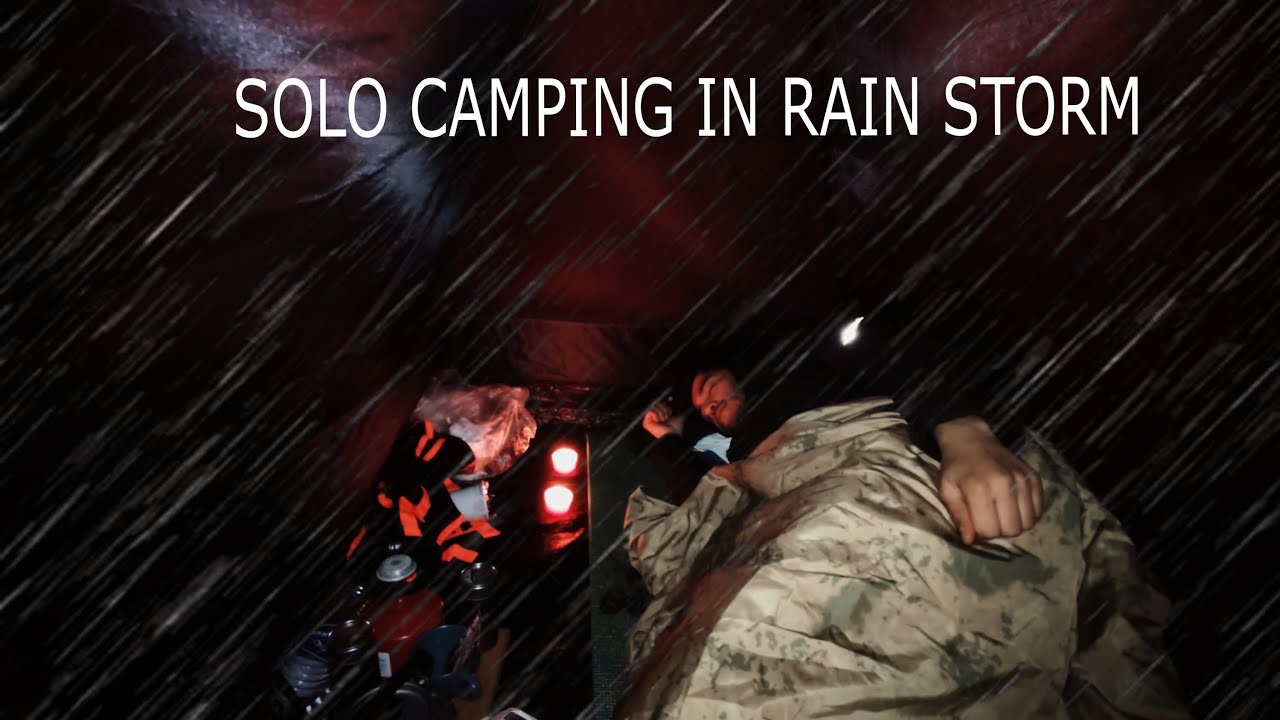 Solo Camping in Rain Storm &bull; Camping With Thunderstorm &bull; Rain ASMR &bull;