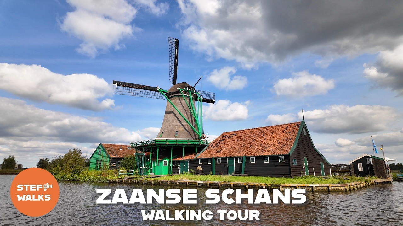 Windmill Village near Amsterdam - Zaanse Schans Walking Tour 4K