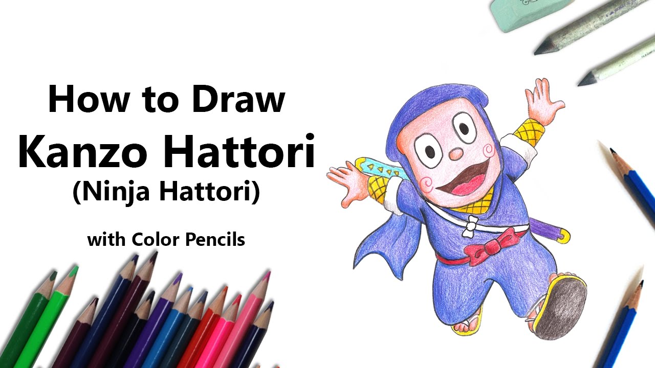 How to Draw Kanzo Hattori from Ninja Hattori with Color Pencils [Time Lapse]