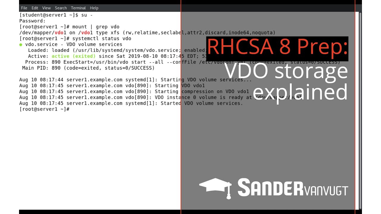 What is VDO? Virtual Data Optimizer storage explained  - RHCSA 8 Prep by Sander van Vugt