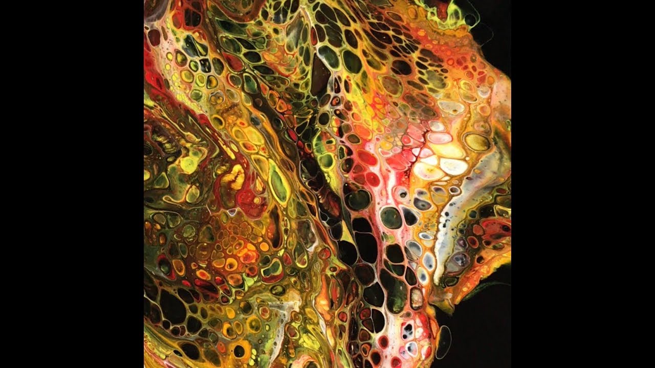 ( 3 ) Fluid Painting  Fire - the making. Dirty pour with cells