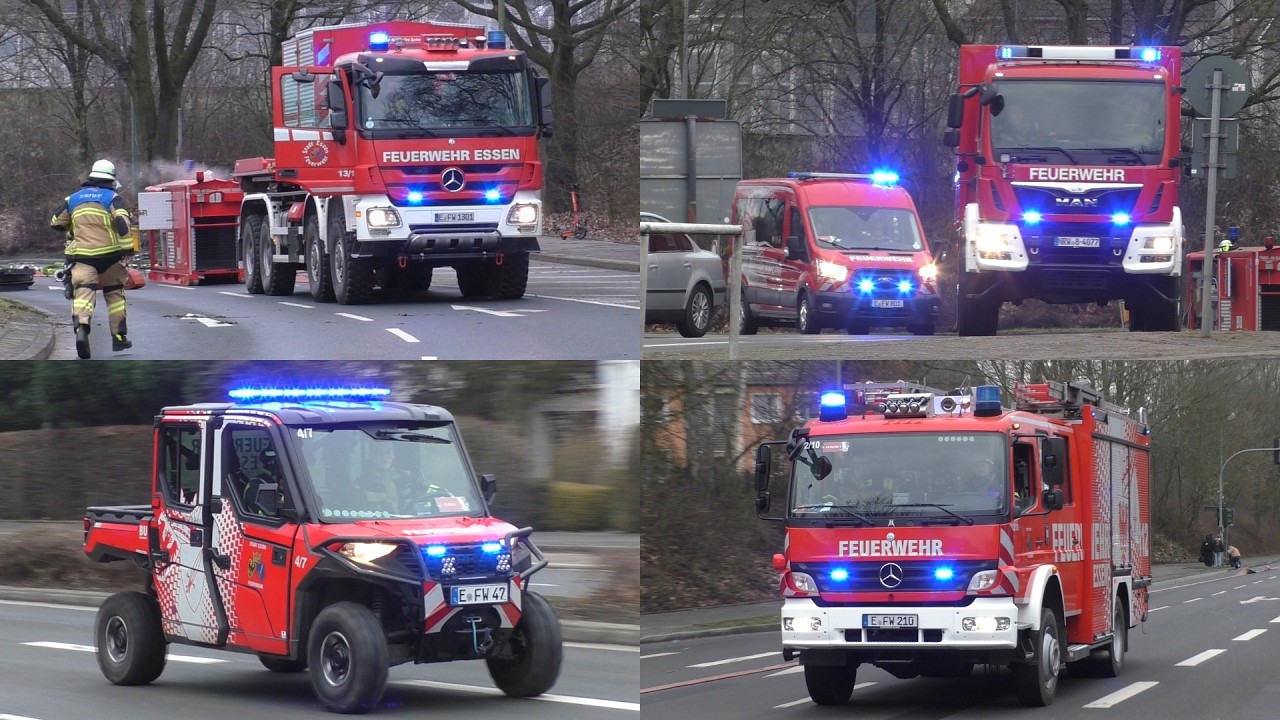[GROßBRAND in ESSEN!] holzverarbeitendem Betrieb in VOLLBRAND | WLF, ATV & FF | Viele Einsatzfahrten