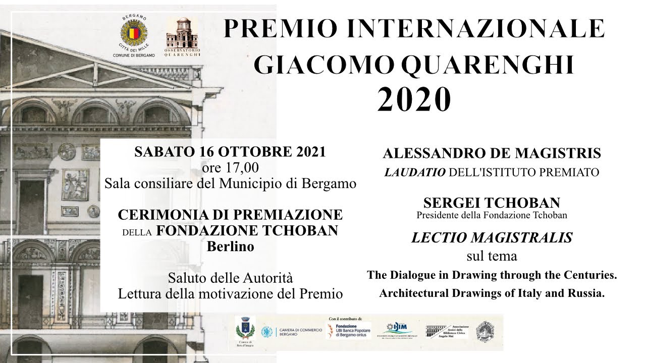 CONSEGNA DEL PREMIO INTERNAZIONALE GIACOMO QUARENGHI 2020