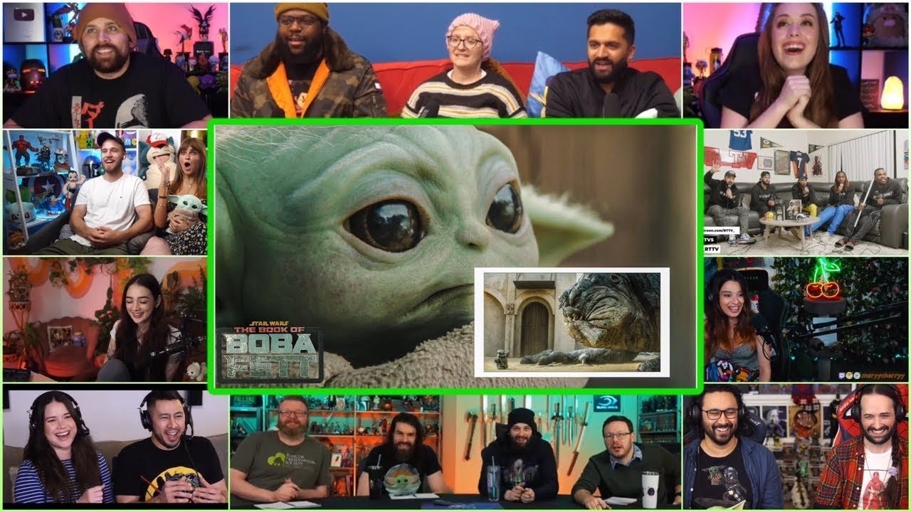 YouTubers React To Grogu Saving Mando Twice - The Book Of Boba Fett Ep 7 Reaction Compilation_Mashup