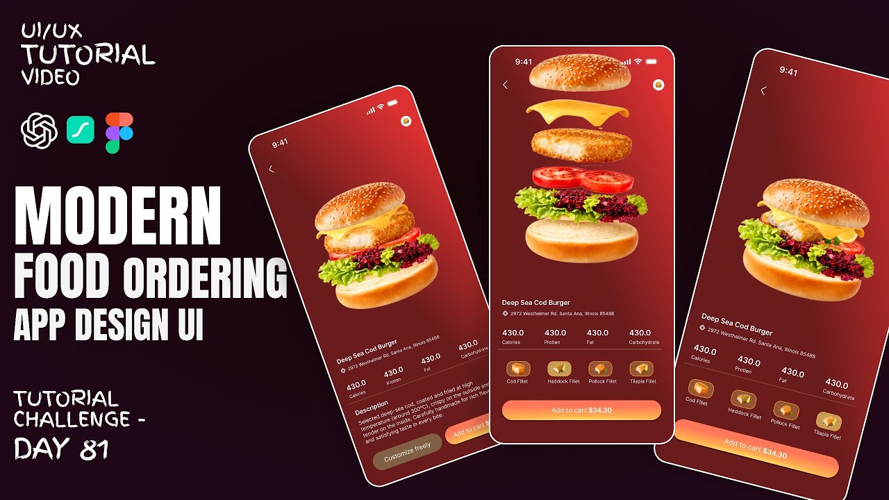 Food ordering app (Mobile view) design in Figma l UI/UX — Figma tutorial (prototyping and wireframe)