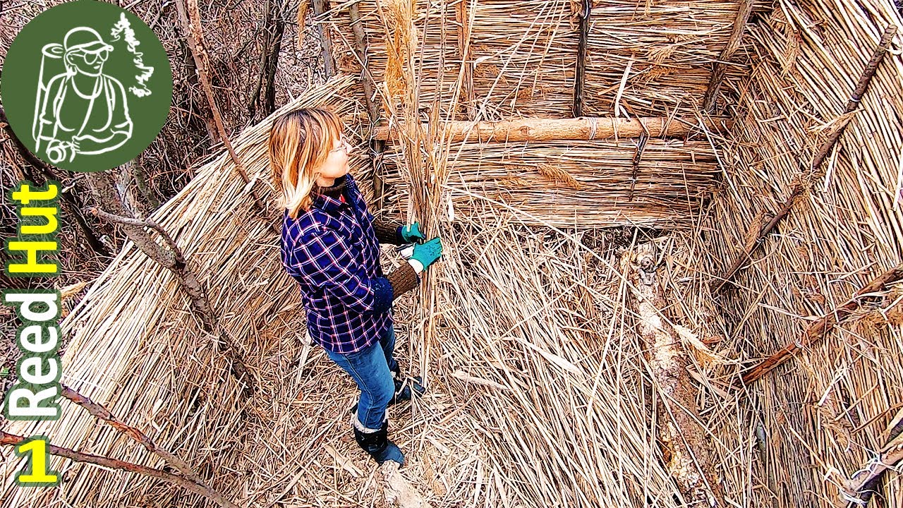 🪓 I alone start building a reed bushcraft shelter 🔥 Bushcraft in the Reed Hut - Series 1