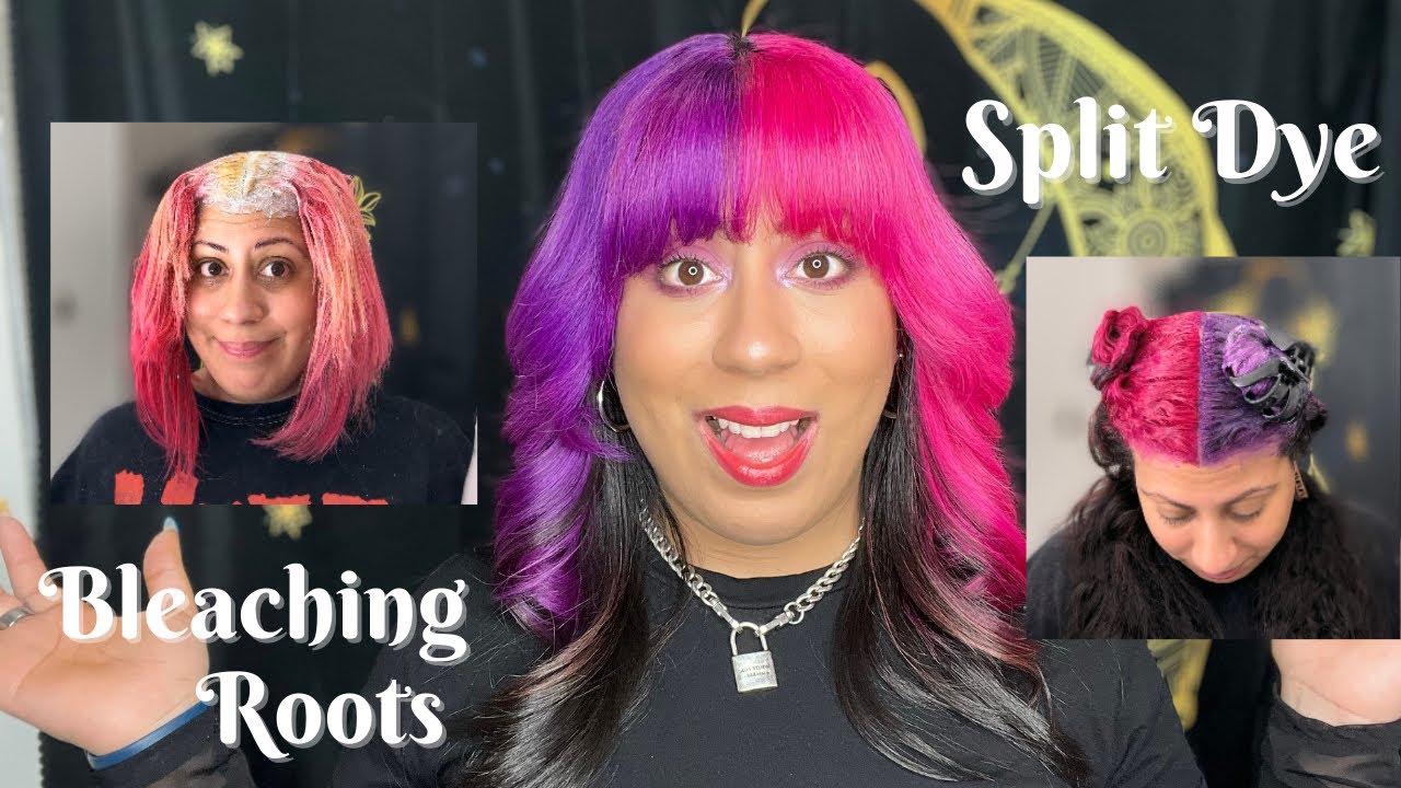 How I Touch Up My Roots At Home | SPLIT DYING PINK & PURPLE