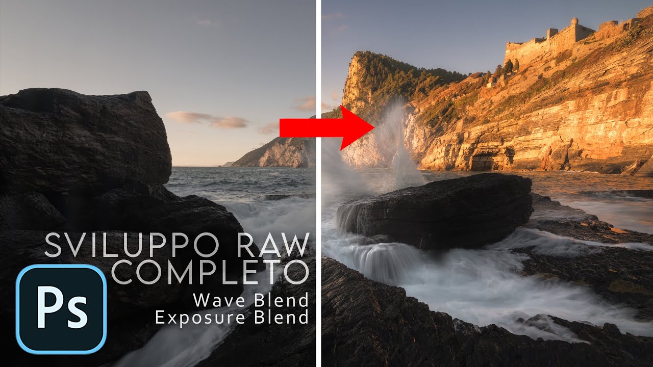 WAVE BLEND + EXPOSURE BLEND: Sviluppo Raw completo | Tutorial Photoshop