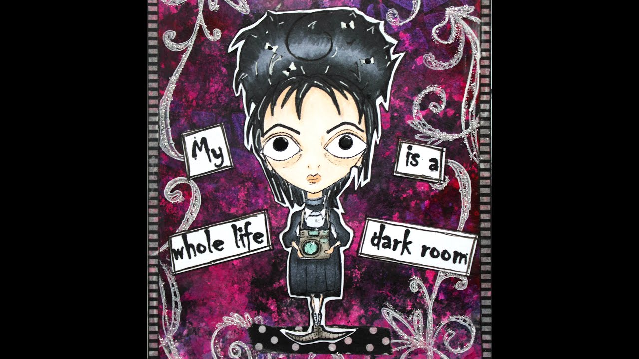 4x6 Mixed Media Postcard using Octopode Factory | Creepy Cute Art Swap