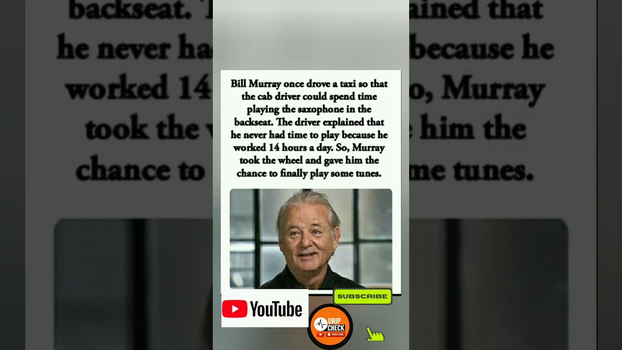 🚖🎷 Bill Murray drove a taxi so the cabbie could sit in back and play his saxophone.#Shorts