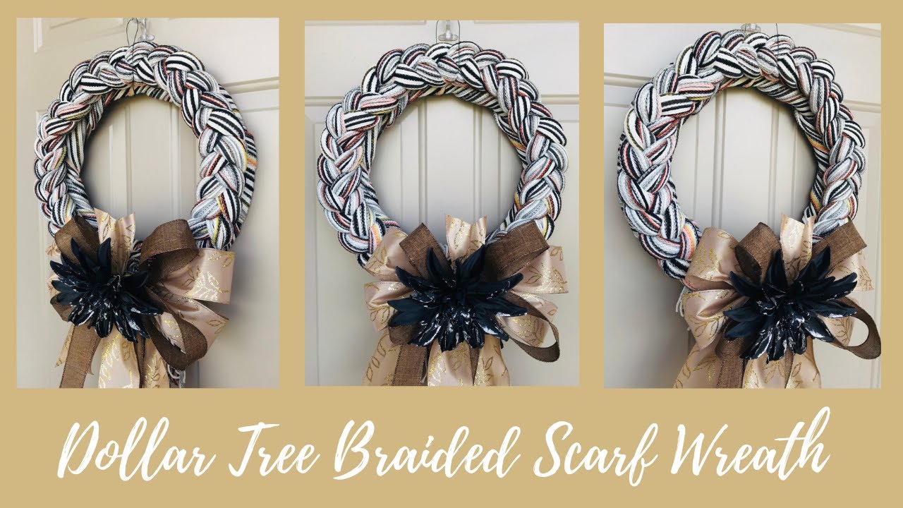 FALL 🍂 DOLLAR TREE $5 BRAIDED YARN SCARF WREATH DIY🍂