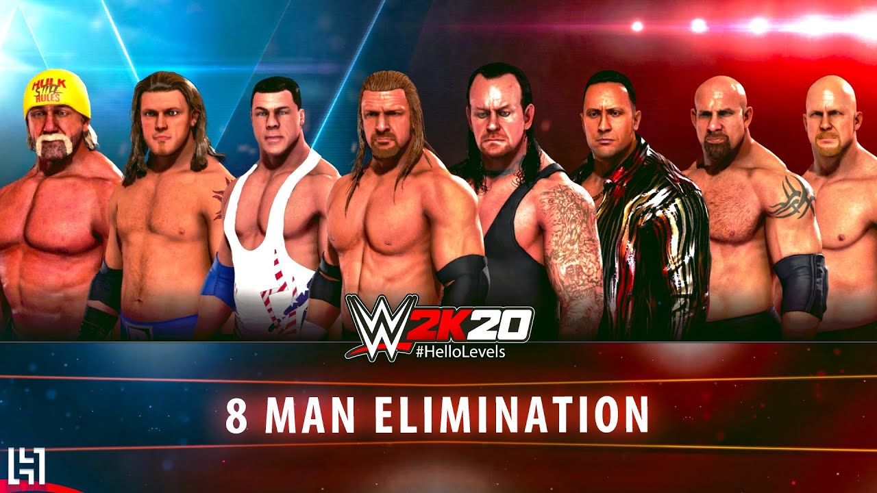 WWE 2K20 8 Man Elimination Match PS4 Gameplay - Hello Levels